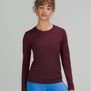 NWT! Lululemon Swiftly Relaxed Long Sleeve Shirt 2.0 Cassis/Cassis, Size: 4